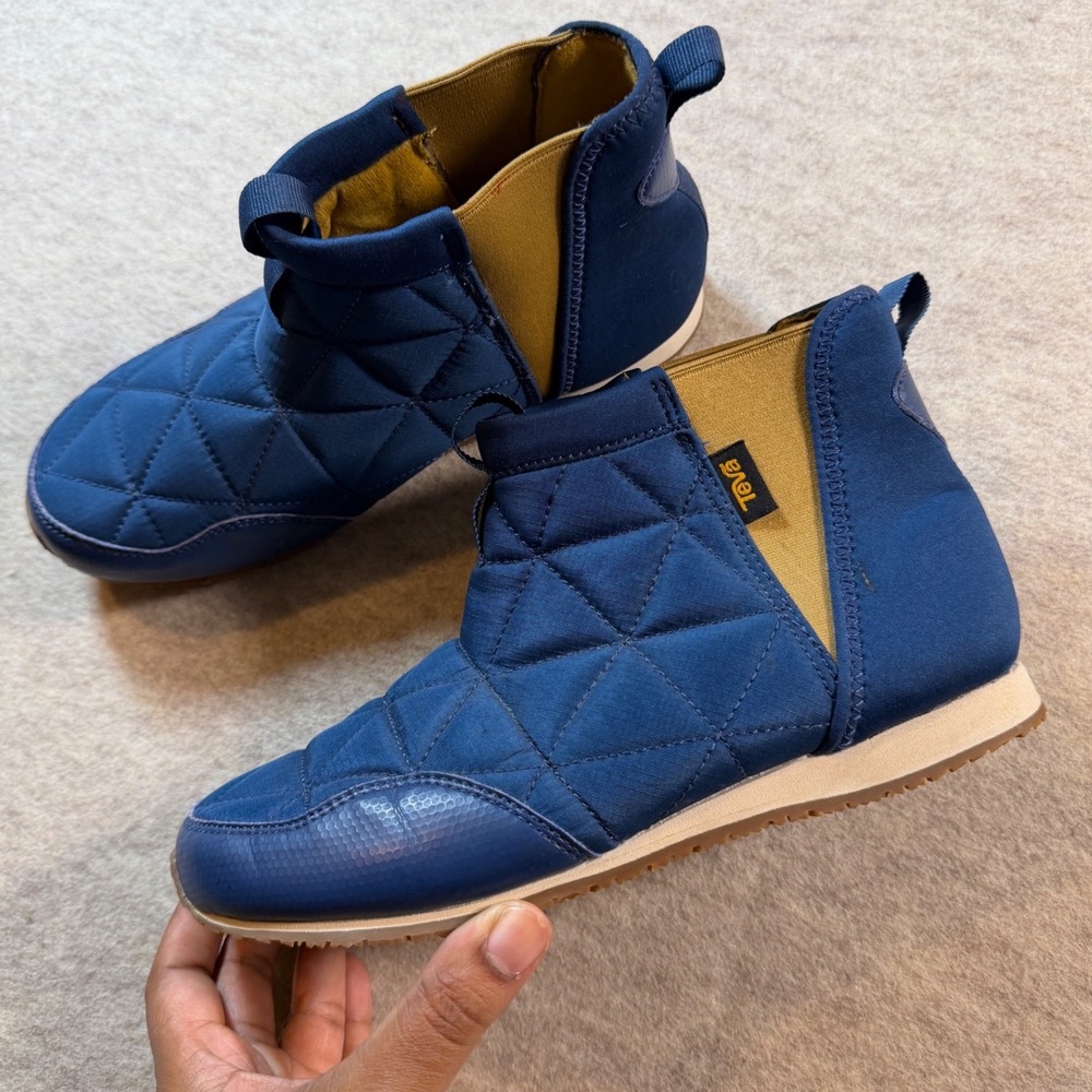 Teva Mid Blue Yellow Quilted Camp Booties Slip On Sneakers Womens 5 Gorpcore